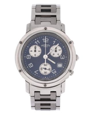 Pre-Owned HERMES Clipper Chronograph Quartz Watch in Stainless Steel 38mm