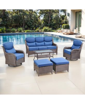 6-Piece Patio Furniture Set with Swivel Glider Chairs, 6-Inch Ultra-Plush Cushions and Water-Resistant Olefin Fabric Sets