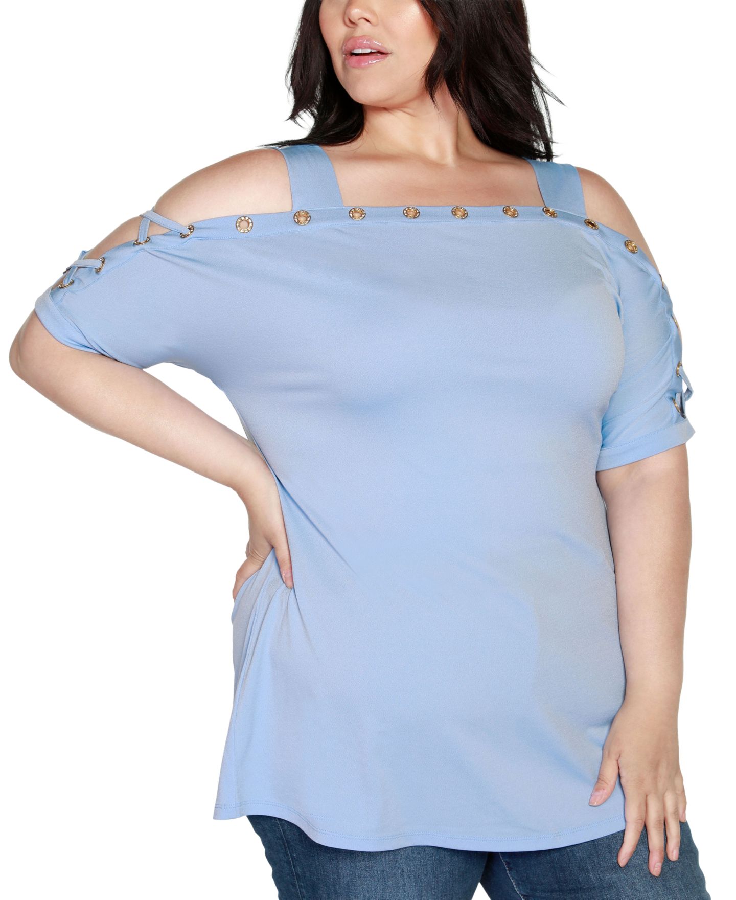 Женский топ Belldini Plus Size Cold Shoulder, цвет: Azalea — фото 6