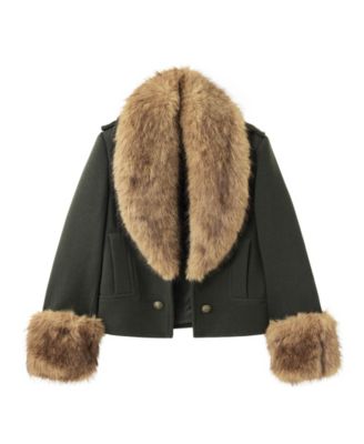 Women's Detachable Collar Cropped Coat