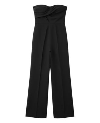 Women's Strapless Ruched Wide Leg Jumpsuit