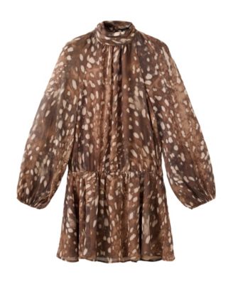 Women's Printed Mock Neck Long-Sleeve Mini Dress