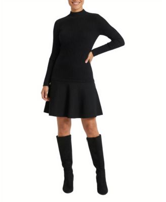 Petite Drop Waist Fit and Flare Sweater Dress