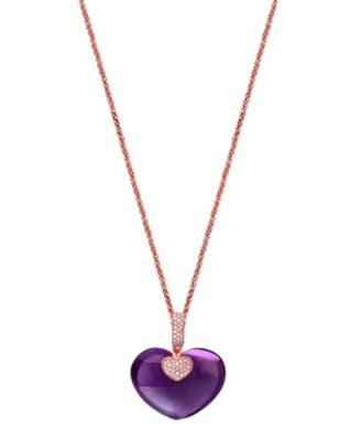 Amethyst (1/4 ct. t.w.) & Diamond (1/5 ct. t.w.) Heart Necklace in 18k Rose Gold