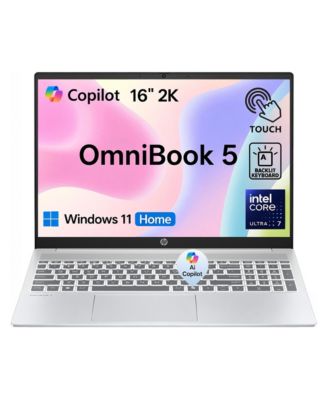 OmniBook 5 16" FHD+ Touchscreen Laptop, Intel Core Ultra 7 255U, Intel Graphics, 16GB RAM, 512GB SSD, Wi-Fi 6, Win11 Home, Silver