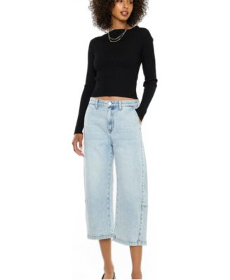 Women's Marine Low-Rise Cropped Barrel-Leg Jeans