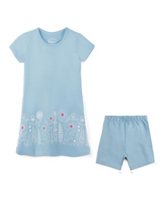 Toddler Girls 2T - 4T Cotton Short Sleeve T-Shirt Dress and Biker Short 2-piece Set