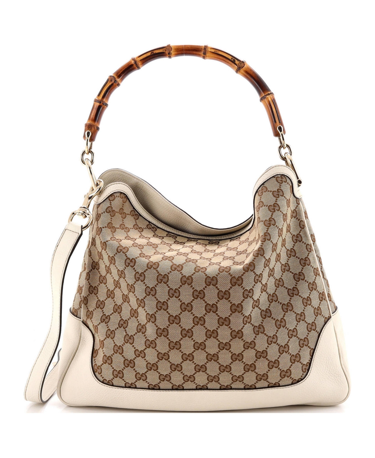 Pre-Owned Gucci Medium Diana Bamboo Shoulder Bag Gg Canvas - Natural