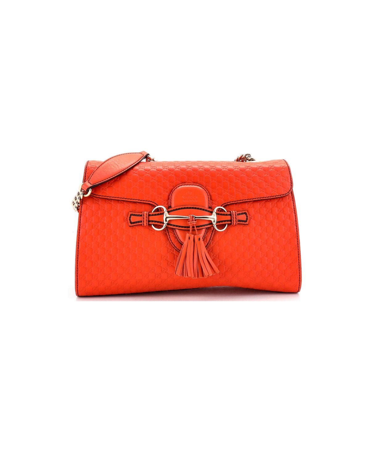 Pre-Owned Gucci Medium Emily Chain Flap Bag Microguccissima Leather - Orange