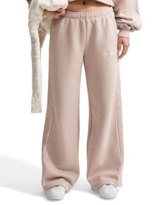 Nike - Women's Studio Fleece Mid-Rise Wide-Leg Scallop Pants Cream II/sail/cream II