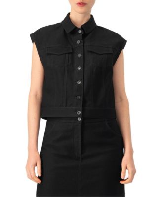 Women's Cropped Utilitarian Denim Vest