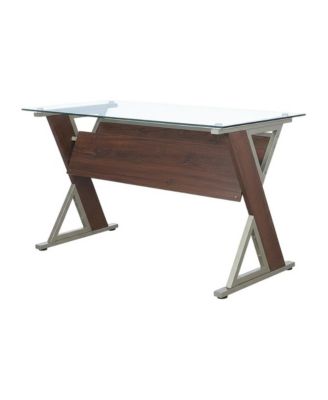 Stylish Office Desk With Glass And Iron Details For Workspaces