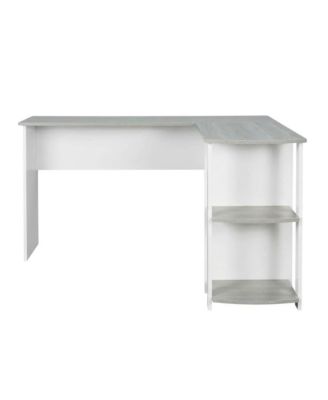 Modern L-Shaped Desk with Side Shelves for Home Office Workspace
