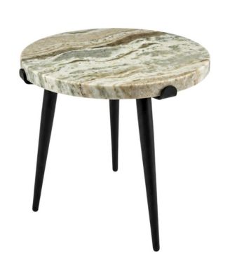 Marble Top Accent Table with Metal Legs, Contemporary Side Table