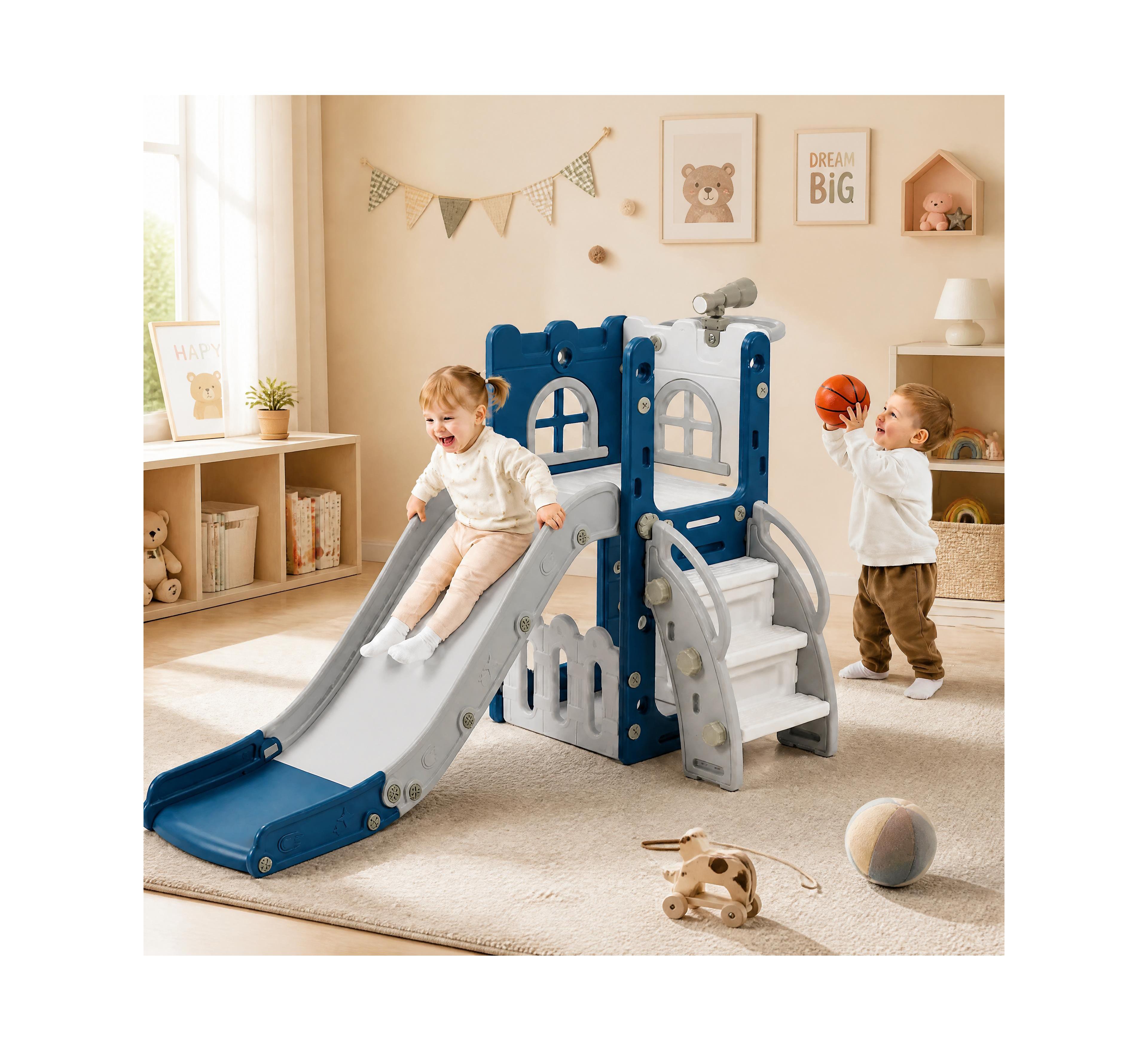 homfan 8-in-1 Toddler Slide and Climber Playset with 59" Extended Slide, Ages 1-3 Years