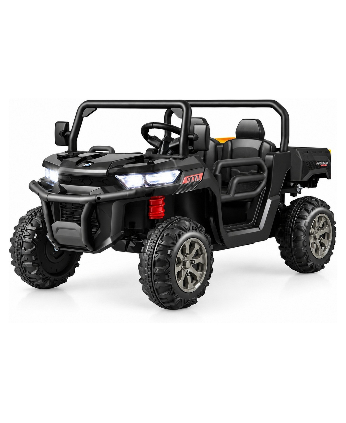 Mecale 12V 2-Seater Kids Ride-On Dump Truck with Tilting Bed & Shovel, 110 lb Capacity, Ages 3-8 - Black