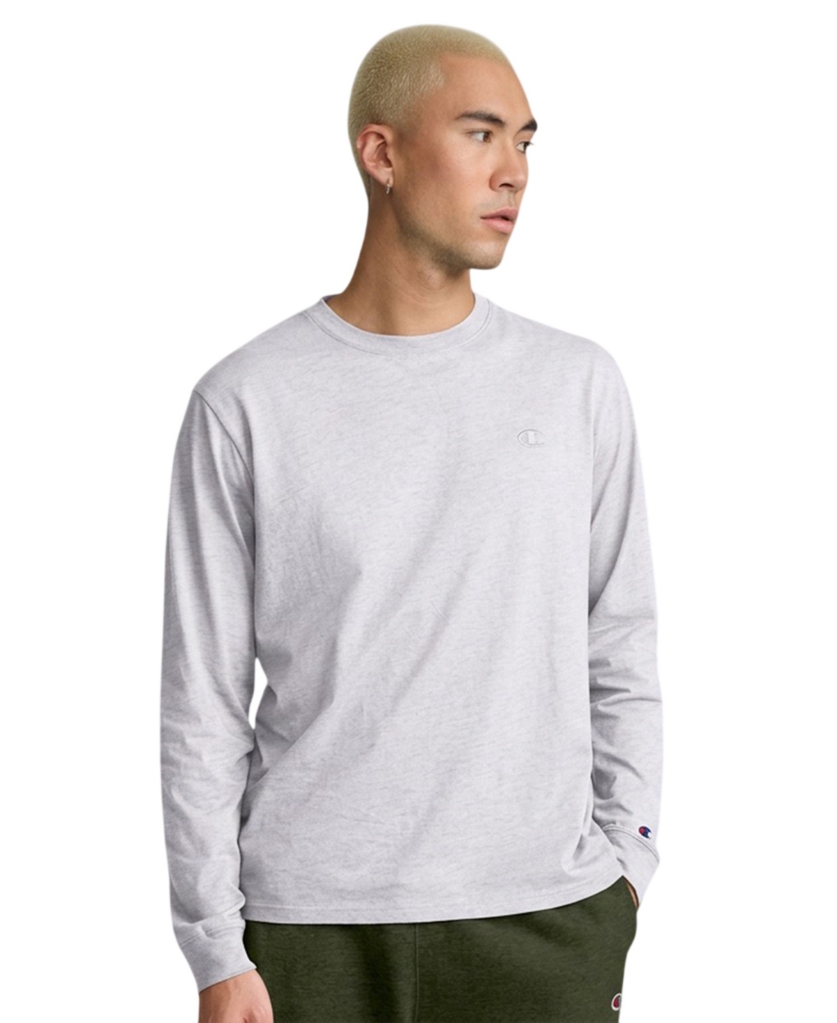 Champion Men's Long-Sleeve Jersey T-Shirt - Platinum Silver Heather