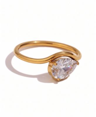Margot Brilliant-Cut Cubic Zirconia Solitaire Ring in Gold-Tone