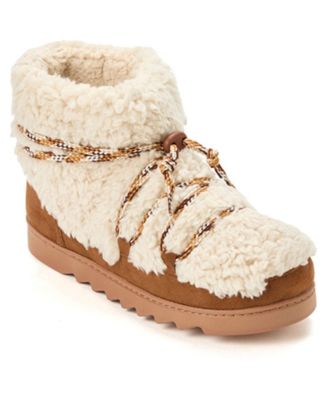 Women's Lace Up Teddy Boot Memory Foam Slippers