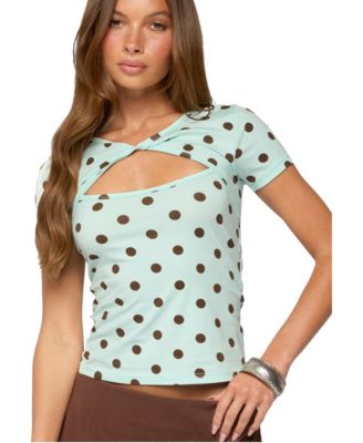 Plus Size Saydee Polka-Dot Twisted-Cutout T-Shirt