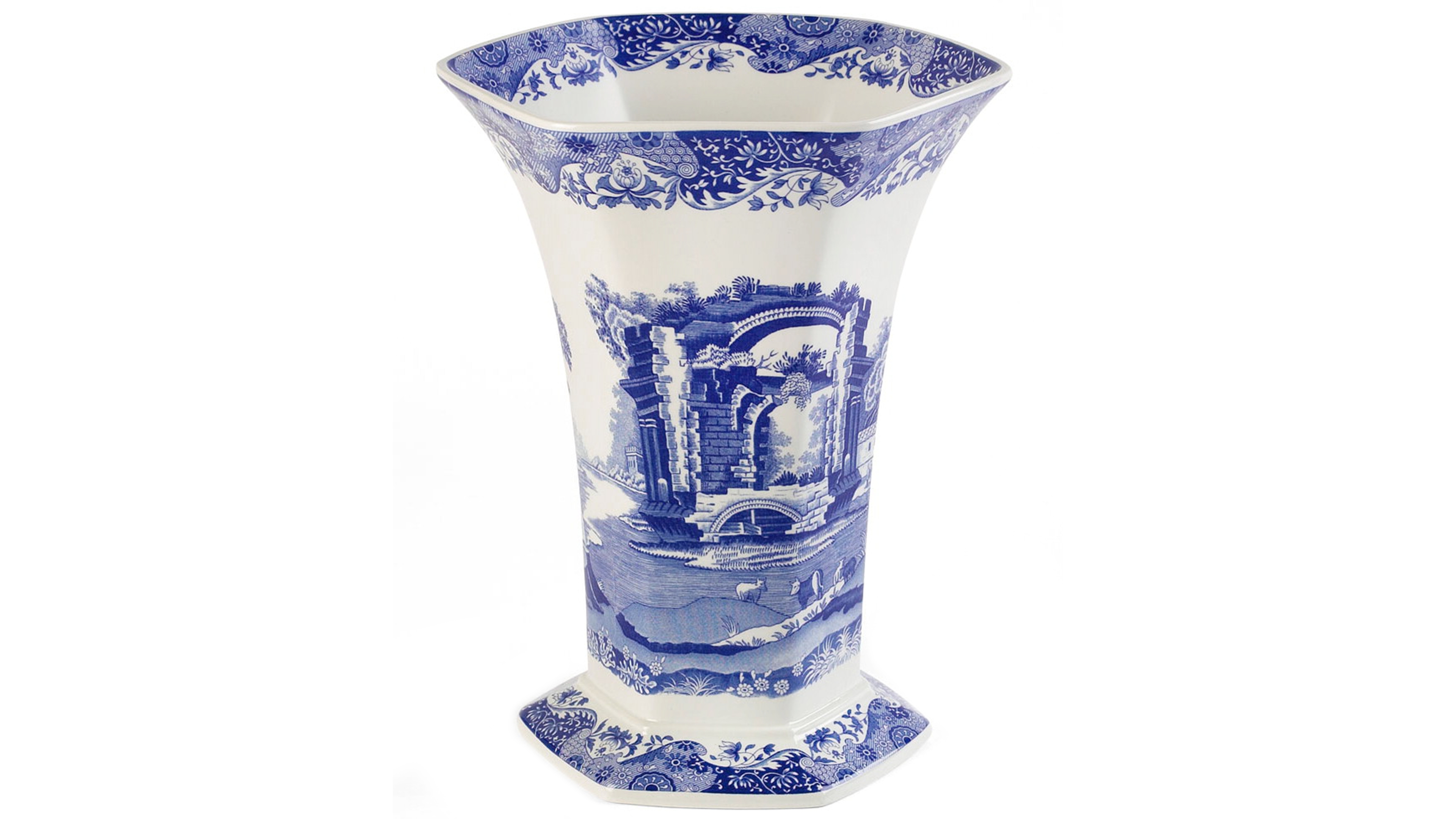 Spode Blue Italian Hexagonal Vase