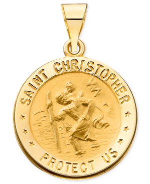 image of Saint Christopher Medal Pendant in 14k Yellow Gold