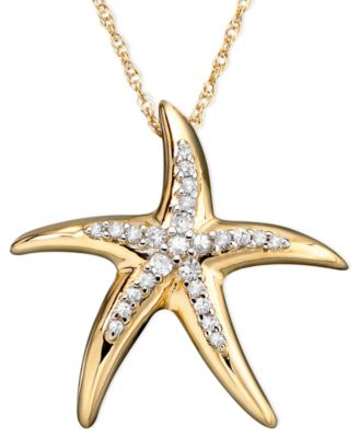 gold diamond starfish necklace