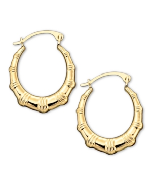 image of 10k Gold Hoop Earrings, Small Bamboo