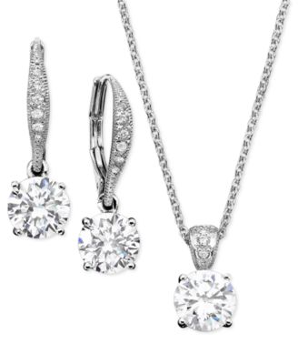 Eliot Danori - Rose Gold-Tone Cubic Zirconia Solitaire Pendant Necklace and Matching Drop Earrings Set