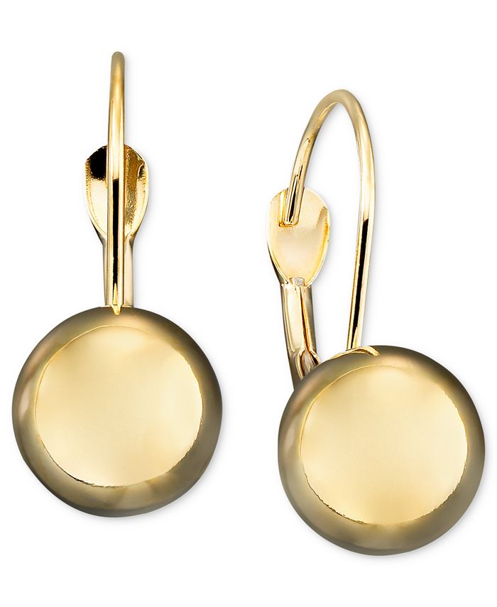 Macy's - 10k Gold Earrings, Ball Leverback