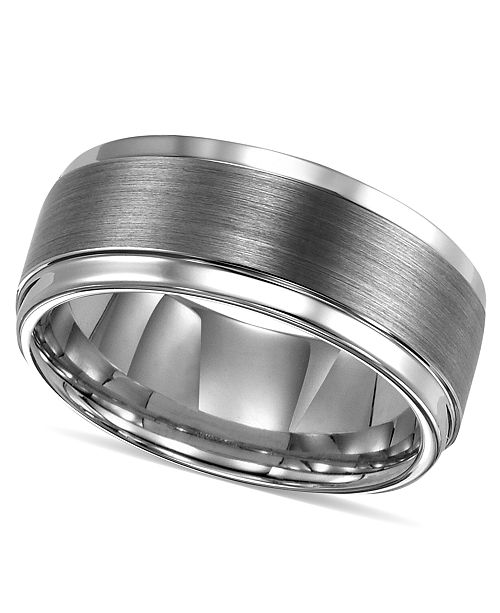 Triton Men's Ring, Tungsten Carbide Comfort Fit Wedding Band 9mm Band ...