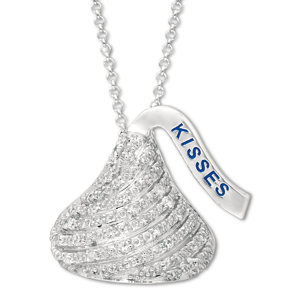 Diamond Hersheys Kiss Pendant Necklace in Sterling Silver (1/8 ct. t