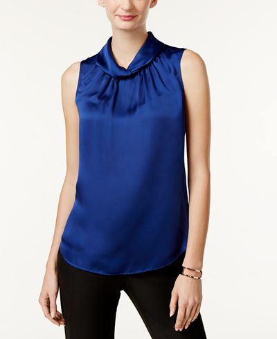 Anne Klein Twist-Neck Satin Top