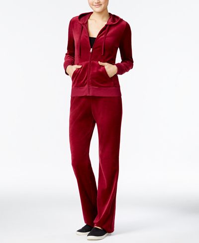 Hippie Rose Juniors' Velour Hoodie & Flare-Leg Pants