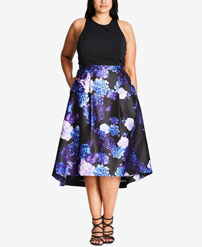 City Chic Trendy Plus Size High-Low Fit & Flare Dress