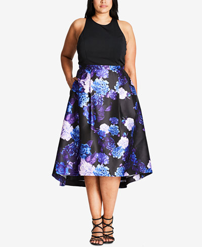 City Chic Trendy Plus Size High-Low Fit & Flare Dress