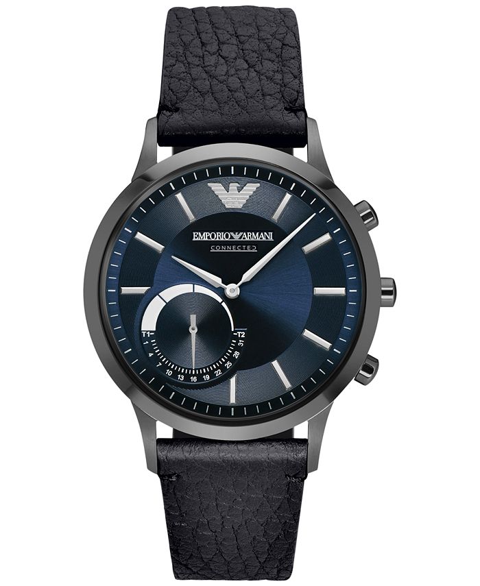 geef de bloem water kast zelf Emporio Armani Men's Black Leather Strap Hybrid Smart Watch 43mm ART3004 &  Reviews - All Fine Jewelry - Jewelry & Watches - Macy's