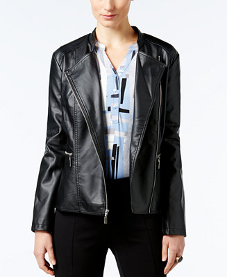 Alfani Petite Faux-Leather Moto Jacket, Created for Macy's - Jackets ...