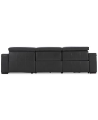 Nevio 3-pc Leather Sectional Sofa with Chaise, 1 Power Recliner and Articulating Headrests, Created for Macy's