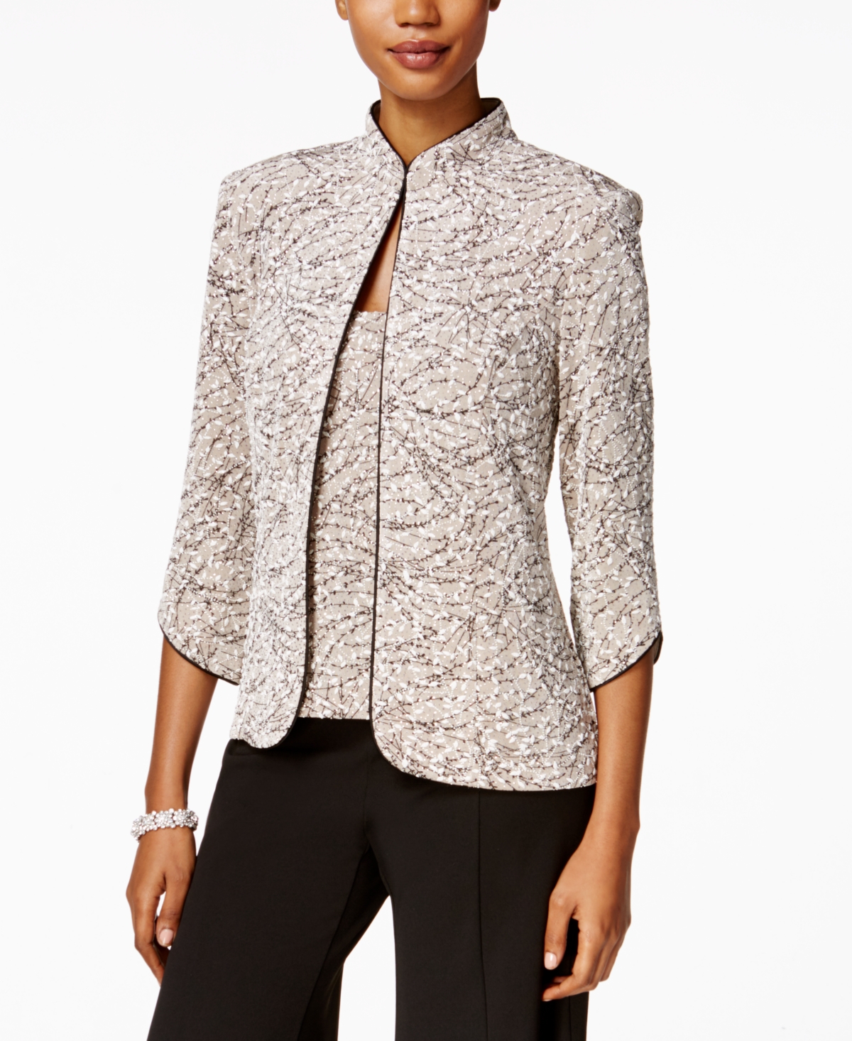 Alex Evenings Petite Jacket And Top Set In Neutral