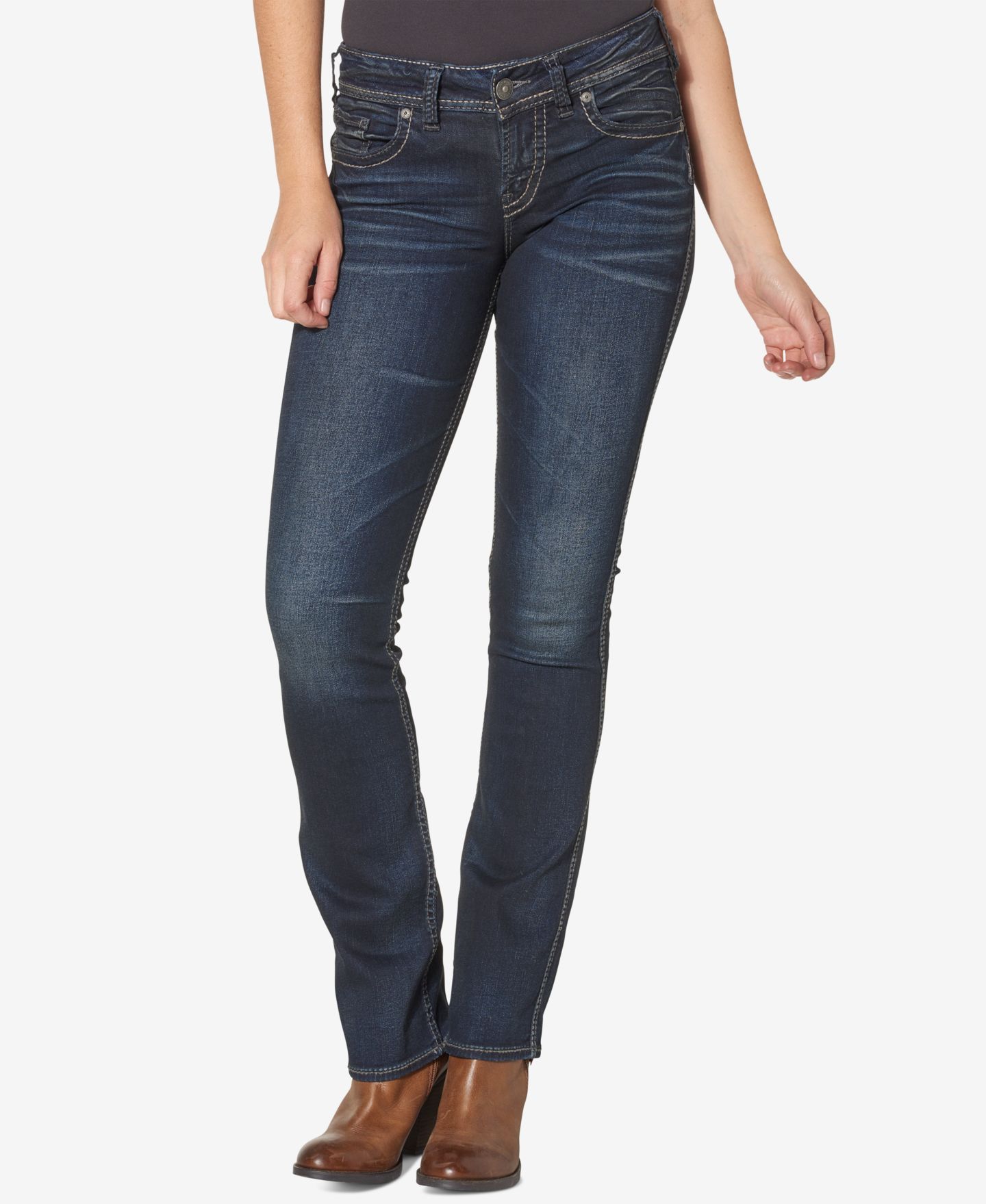 Женские джинсы Silver Jeans Co. Suki Mid Rise Curvy Slim Bootcut, цвет: Индиго — фото 1