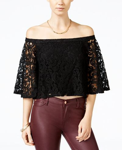 chelsea sky Off-The-Shoulder Lace Crop Top, Only at Macy's