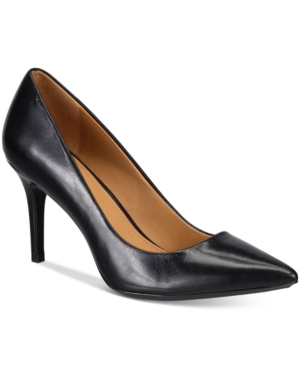 Shop Calvin Klein Women's Gayle Pointy Toe Classic Pumps In Black Leather