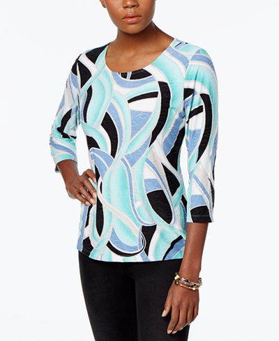 JM Collection Printed Jacquard Top, Only at Macy's