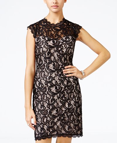 Sequin Hearts Juniors' Sequined Lace Bodycon Dress