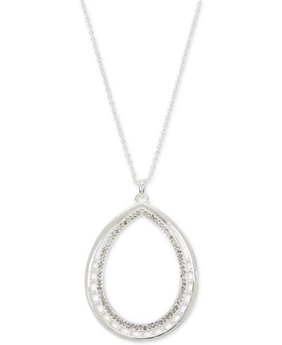 Touch of Silver Silver-Plated Crystal Openwork Pendant Necklace