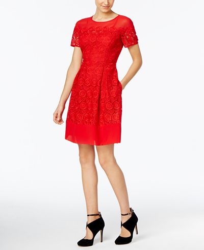 Anne Klein Lace Illusion A-Line Dress