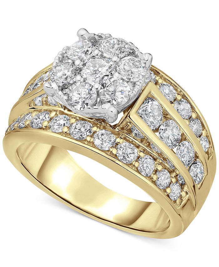 Macy's Diamond Cluster Engagement Ring (3 ct. t.w.) in 14k Gold - Macy's