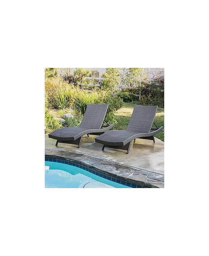 Noble House Aldin Outdoor Wicker Chaise Lounges (Set Of 2) Macy's