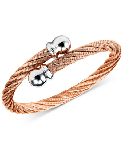 Charriol Twisted Cable Bypass Bracelet in Rose Gold-Plated Stainless Steel